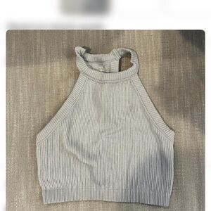 Aerie Light Gray Ribbed Crop Top
